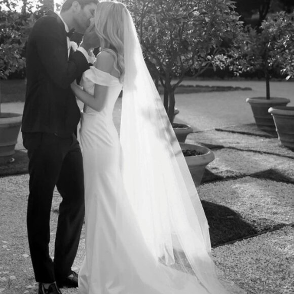 Plain Cathedral Wedding Veil with Long Blusher main image 6